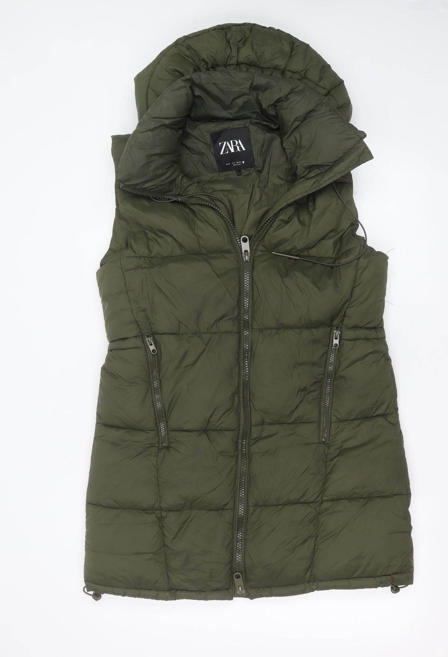 Zara Womens Green   Gilet Coat Size M  Zip