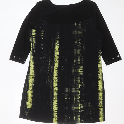 Klass Womens Black Geometric Polyester Shift  Size 18  Round Neck