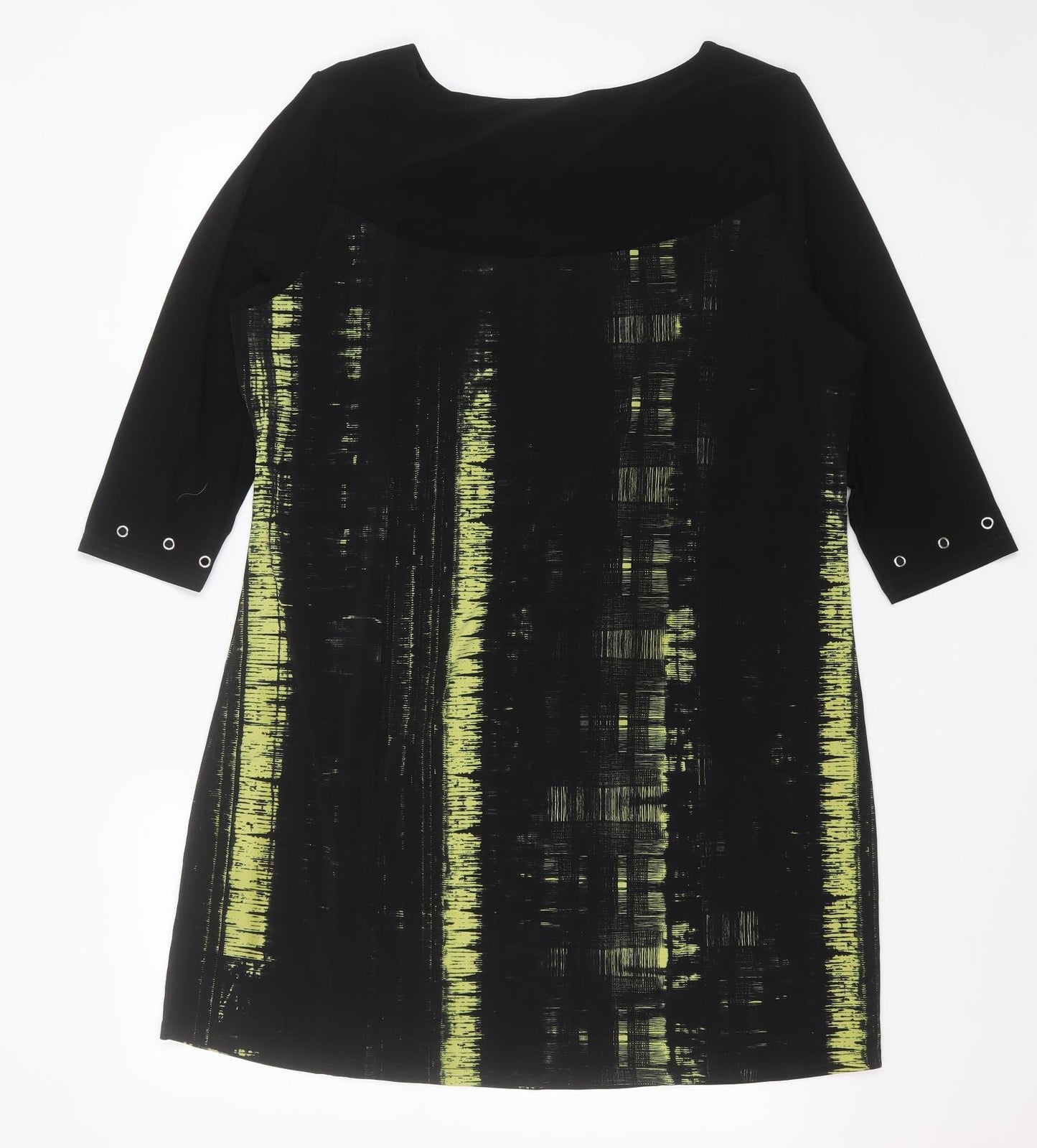 Klass Womens Black Geometric Polyester Shift  Size 18  Round Neck