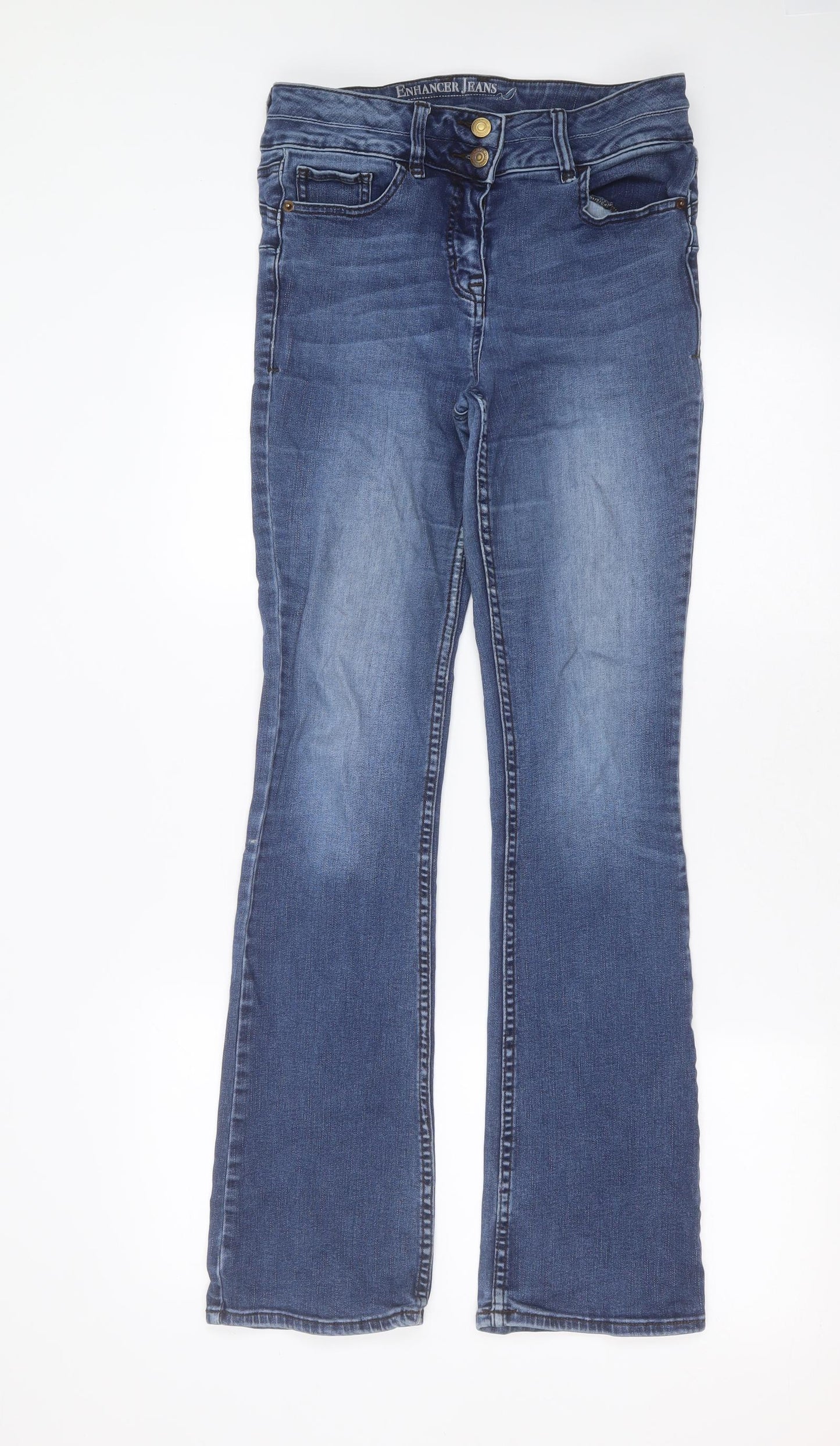 NEXT Womens Blue  Cotton Bootcut Jeans Size 10 L31 in Regular Zip - enhancer