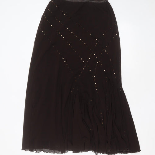 Preworn Womens Brown  Polyester A-Line Skirt Size 14    - sequins