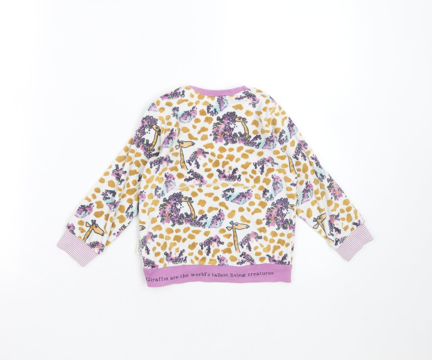 Marks and Spencer Girls Ivory Animal Print Polyester Top Pyjama Top Size 2-3 Years   - Giraffe Roald Dahl