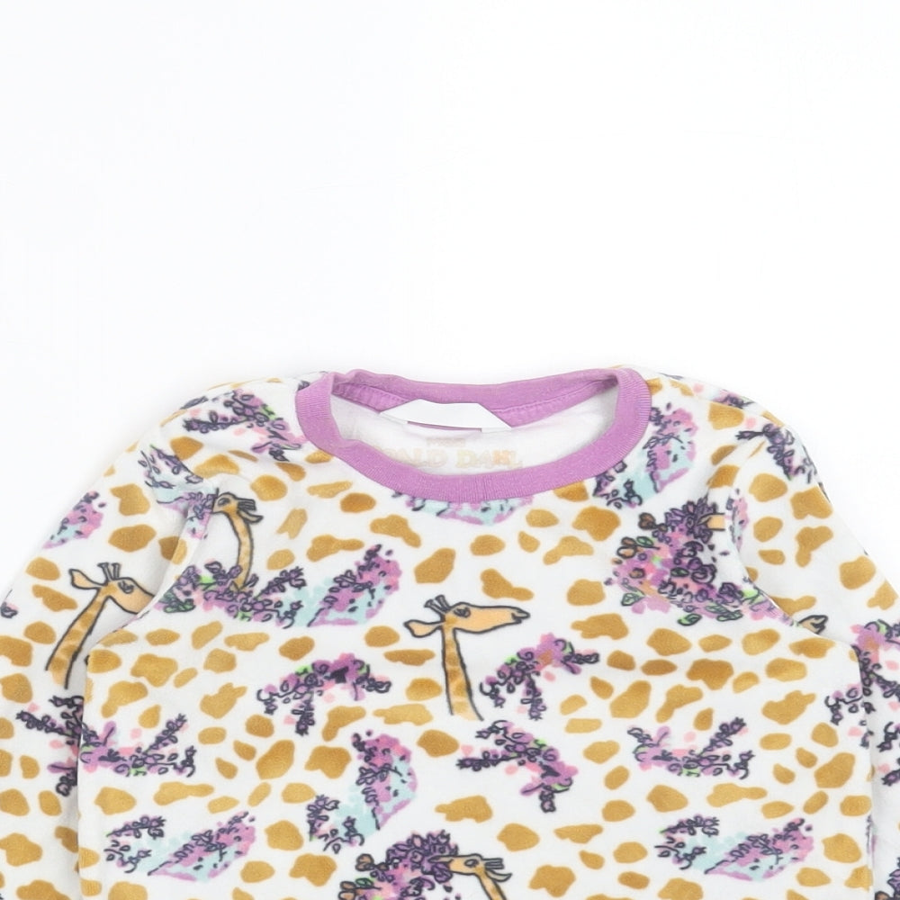 Marks and Spencer Girls Ivory Animal Print Polyester Top Pyjama Top Size 2-3 Years   - Giraffe Roald Dahl