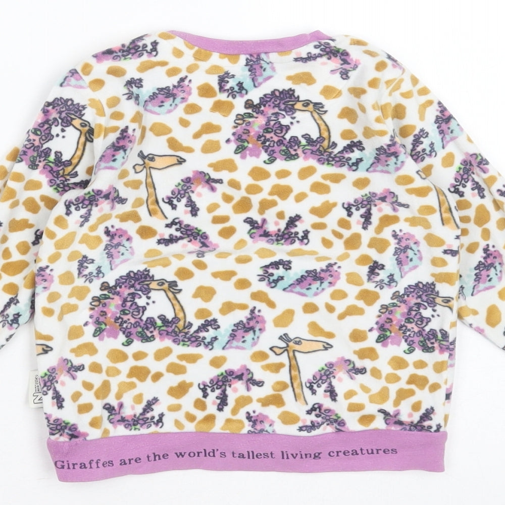 Marks and Spencer Girls Ivory Animal Print Polyester Top Pyjama Top Size 2-3 Years   - Giraffe Roald Dahl