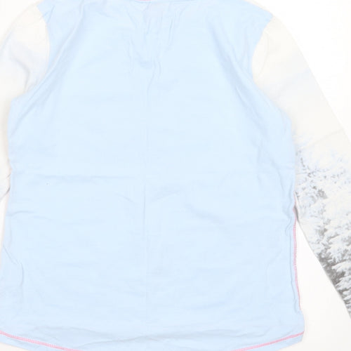 Peanuts Girls White Solid Cotton Blend Top Pyjama Top Size 9-10 Years   - snow much fun