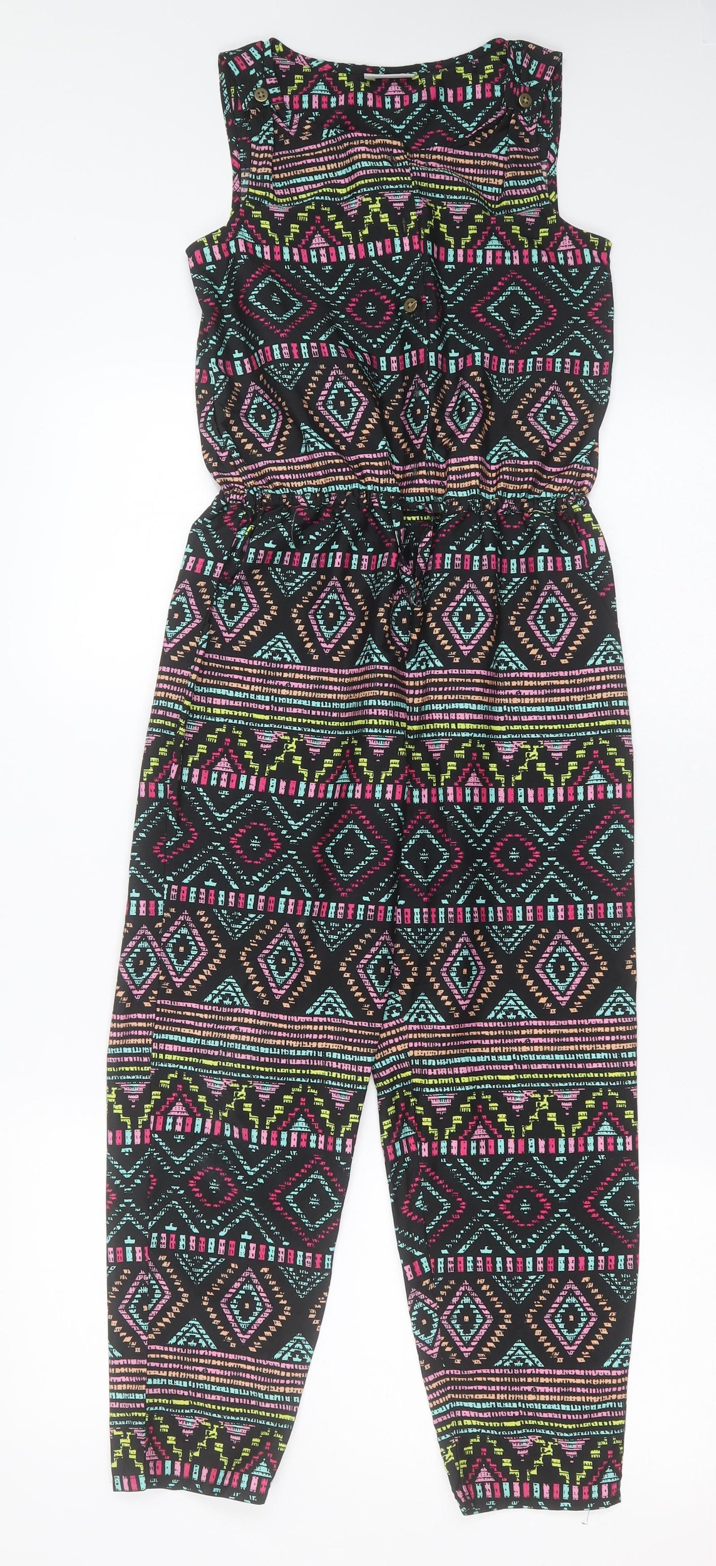Matalan Girls Multicoloured Geometric Polyester Jumpsuit One-Piece Size 9 Years