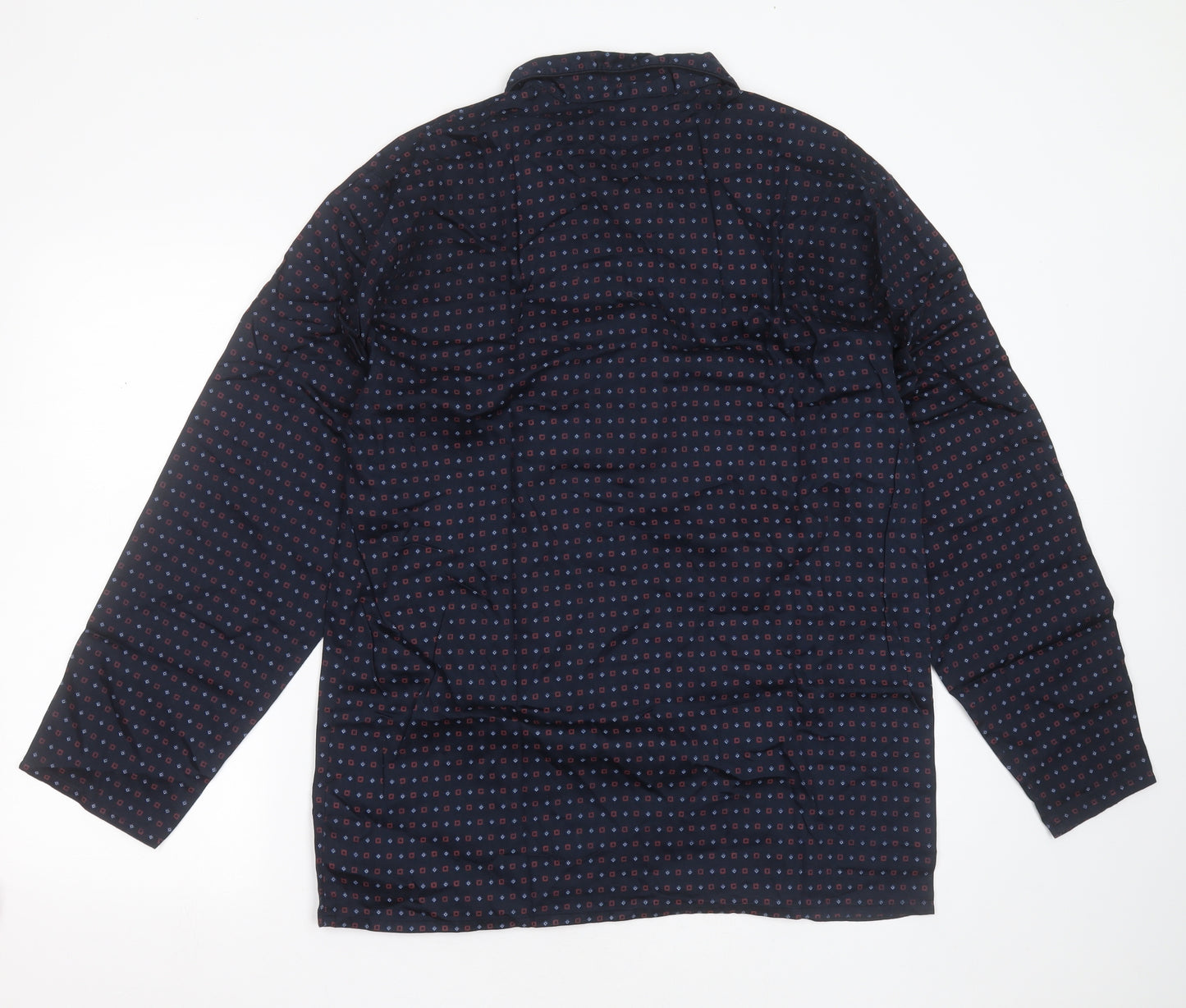 Marks and Spencer Mens Blue Geometric Cotton  Pyjama Top Size M  Button