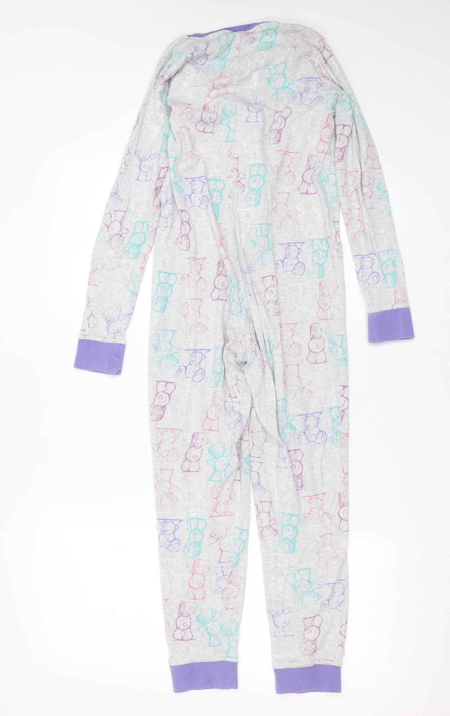 Marks and Spencer Girls Grey Solid Cotton  One Piece Size 11-12 Years  Button - me to you onesie