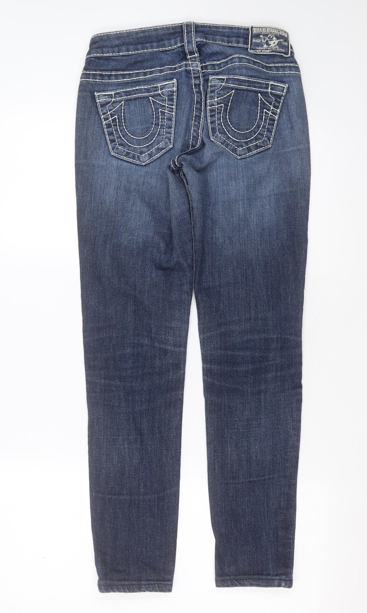 True Religion Womens Blue  Cotton Skinny Jeans Size 26 in L28 in Extra-Slim Zip