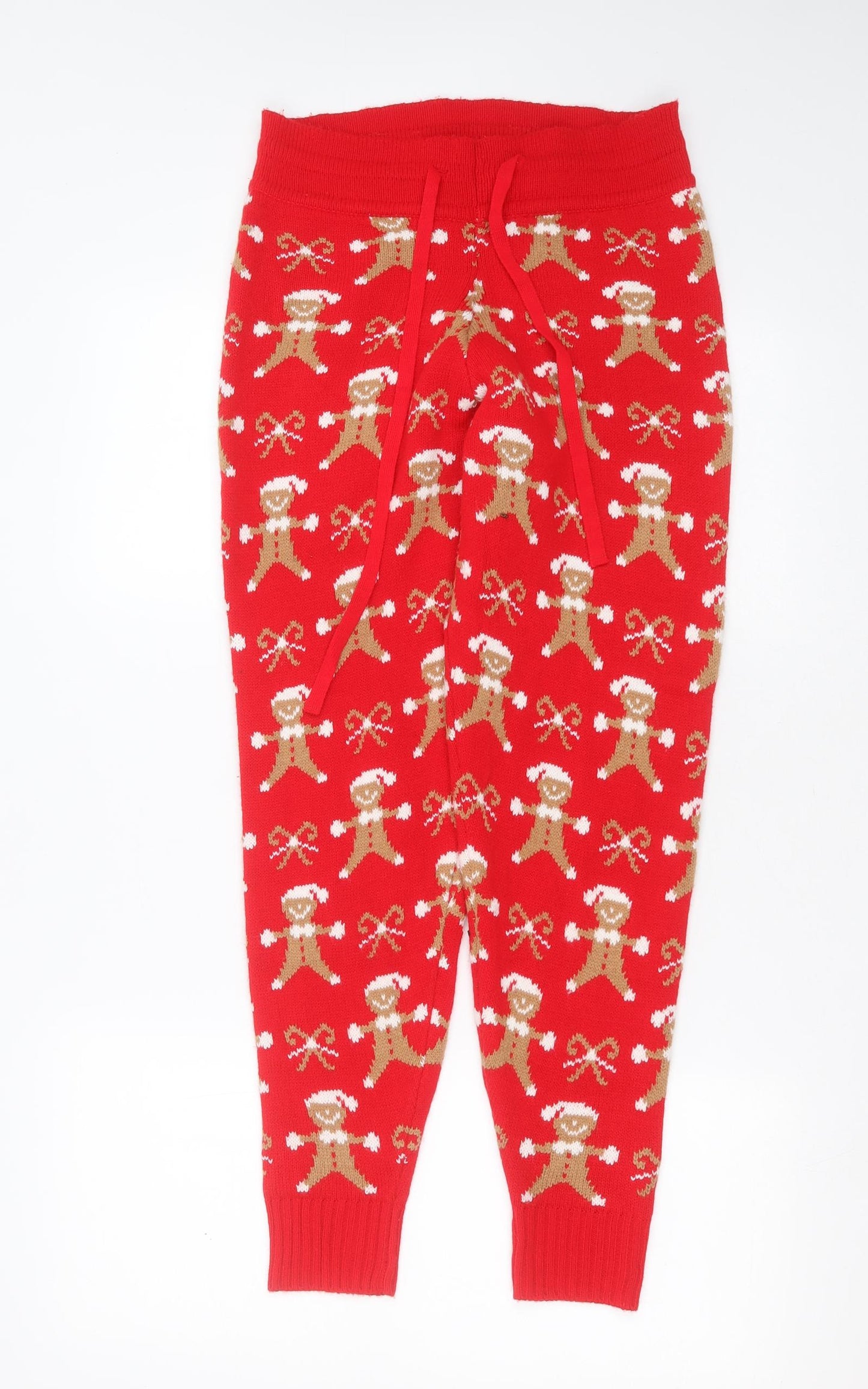 Boohoo Womens Red Solid Acrylic  Pyjama Pants Size M   - christmas print