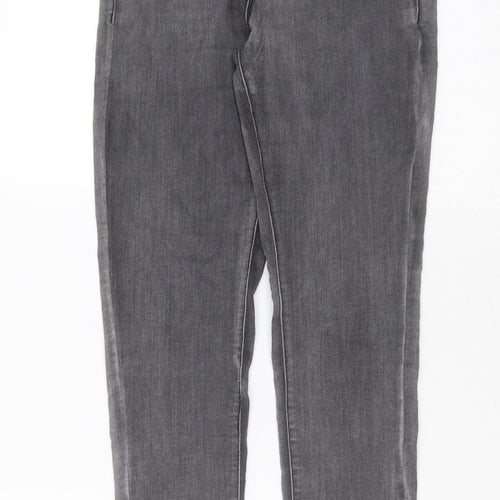 PRETTYLITTLETHING Womens Grey  Cotton Skinny Jeans Size 10 L28 in Extra-Slim