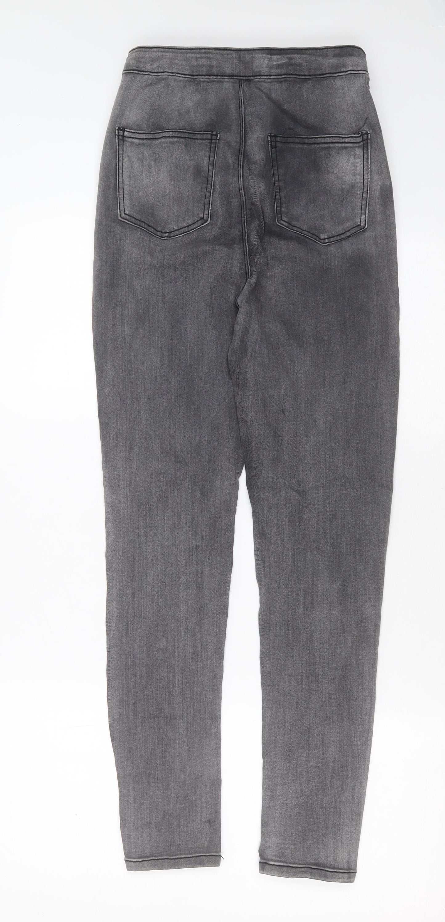 PRETTYLITTLETHING Womens Grey  Cotton Skinny Jeans Size 10 L28 in Extra-Slim