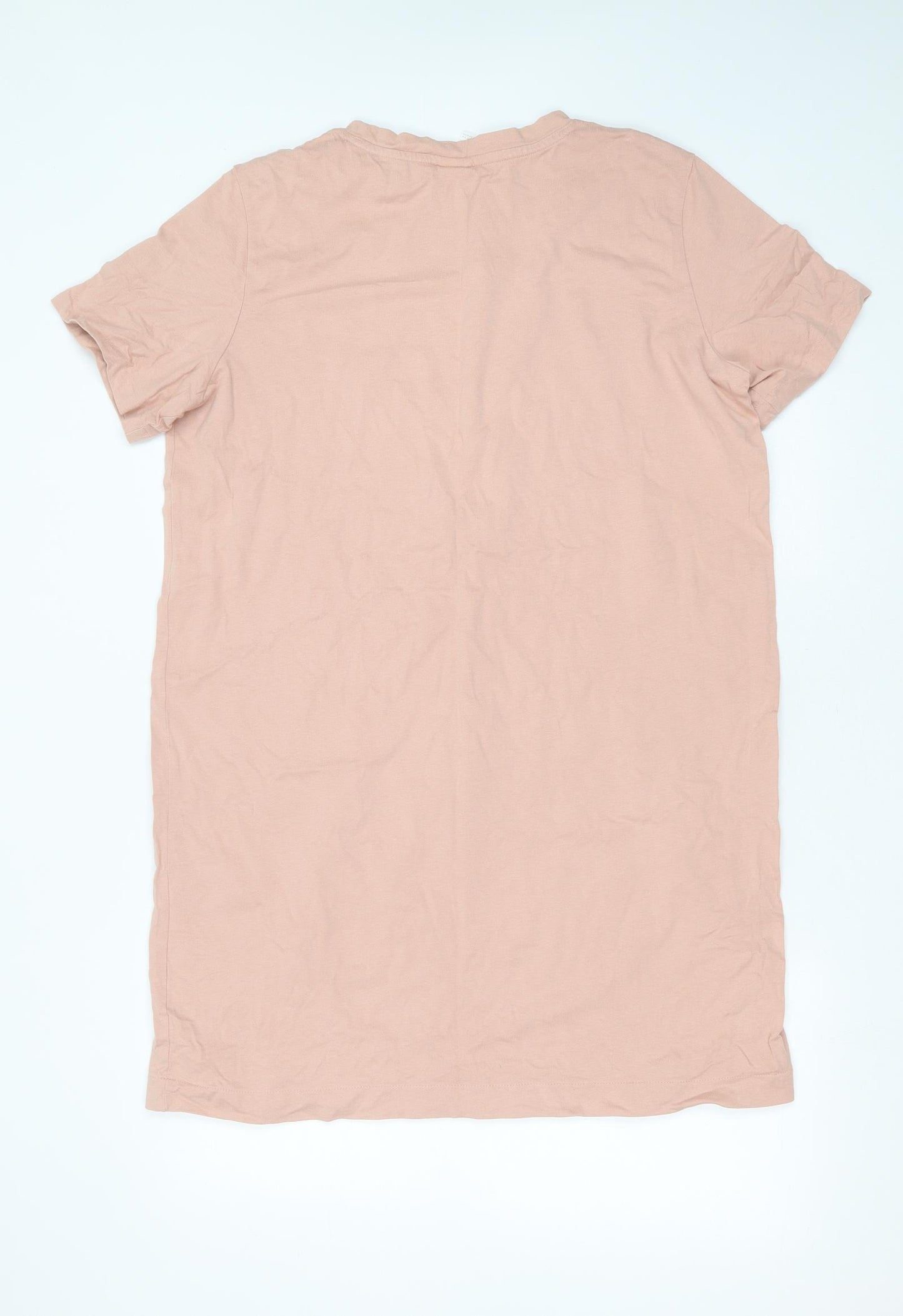 H&M Womens Pink  Cotton T-Shirt Dress  Size L  Round Neck