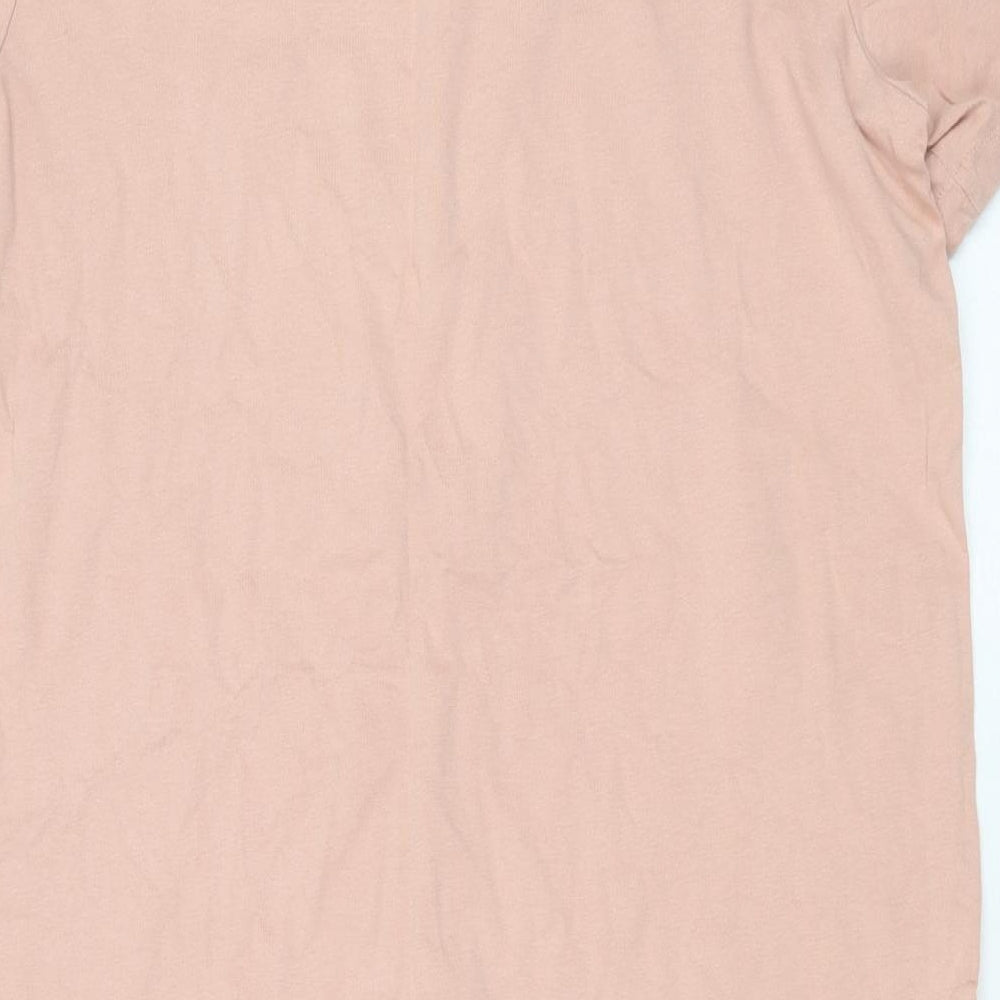 H&M Womens Pink  Cotton T-Shirt Dress  Size L  Round Neck