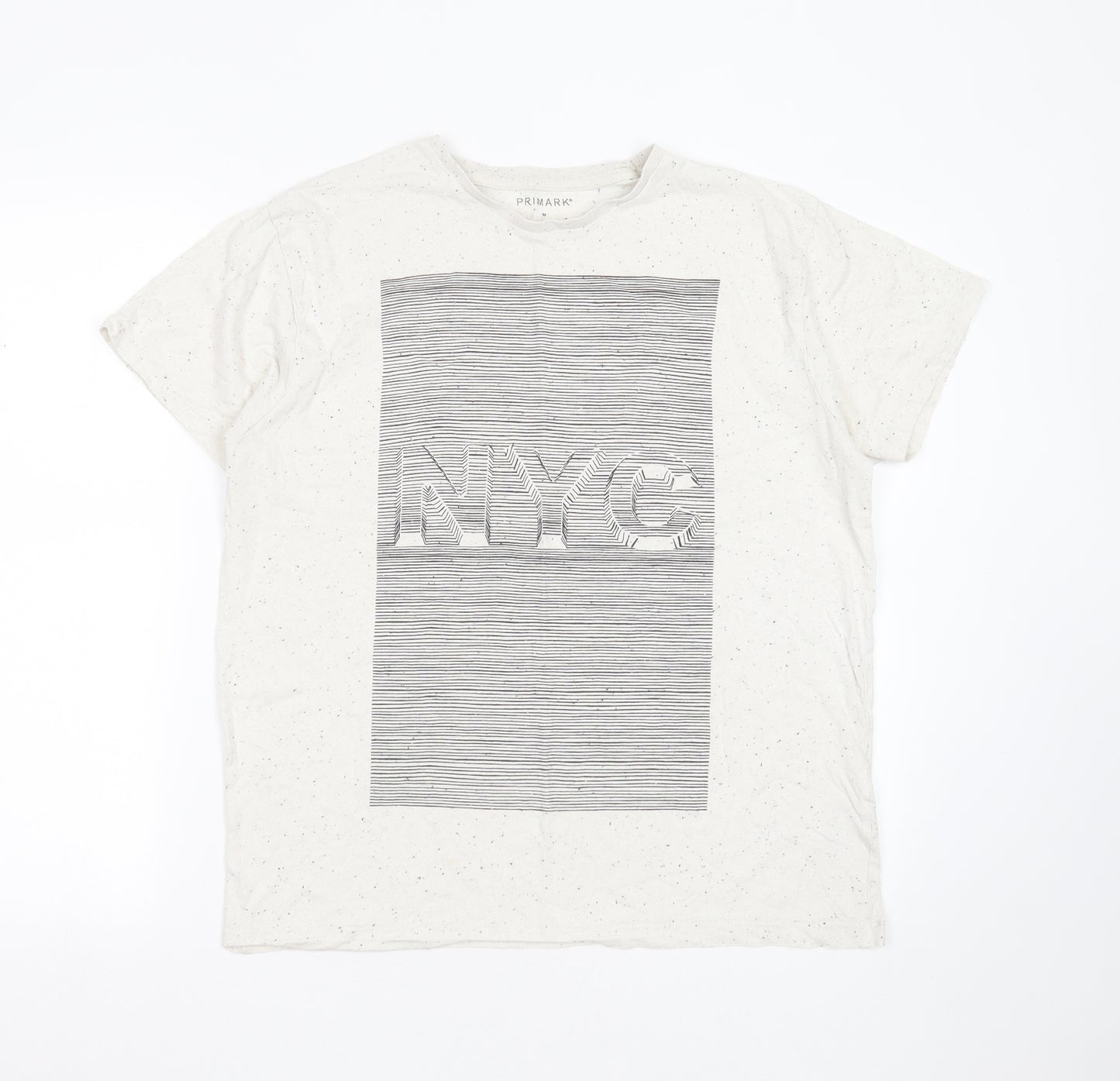 Primark Mens Beige  Cotton  T-Shirt Size M Round Neck  - NYC