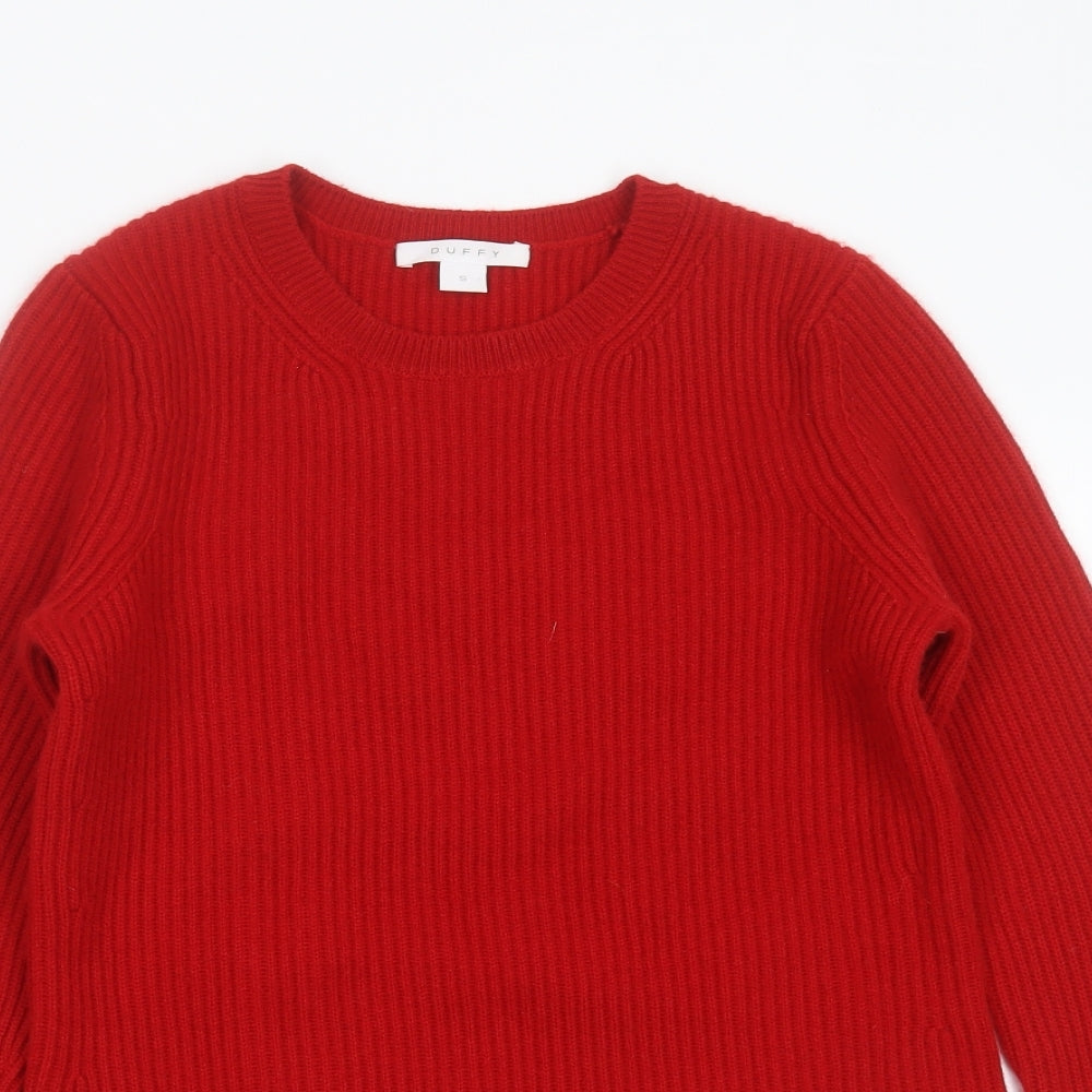 Duffy Womens Red Round Neck  Cashmere Pullover Jumper Size S