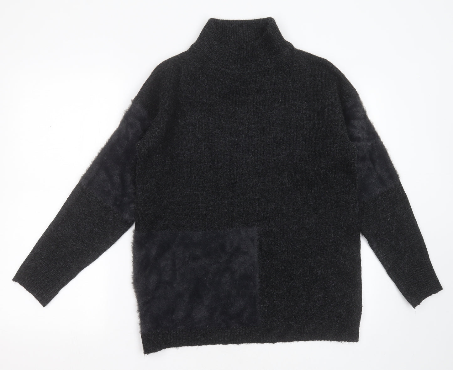 Marks and Spencer Womens Grey High Neck  Acrylic Pullover Jumper Size S