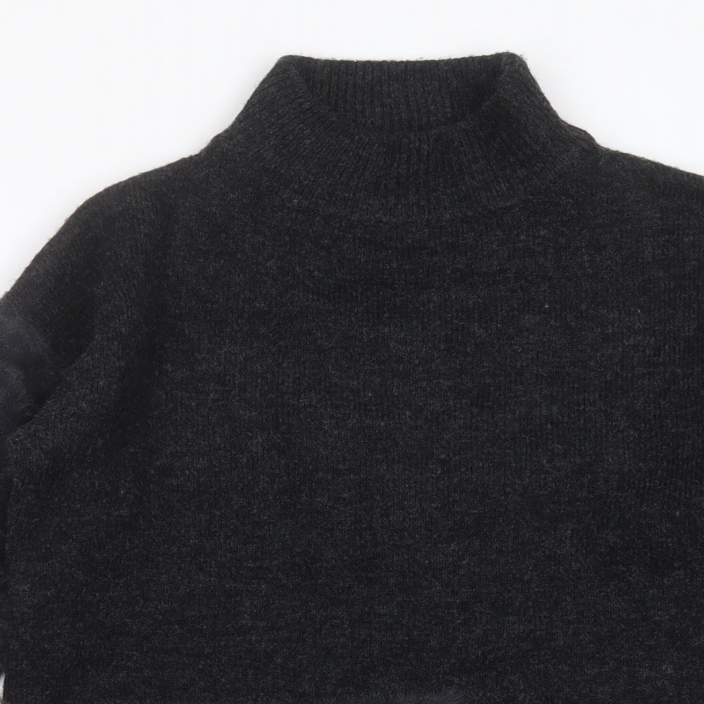 Marks and Spencer Womens Grey High Neck  Acrylic Pullover Jumper Size S