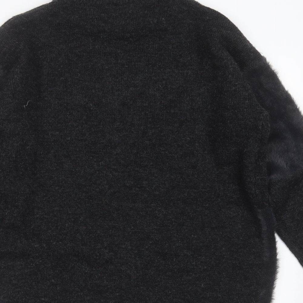 Marks and Spencer Womens Grey High Neck  Acrylic Pullover Jumper Size S