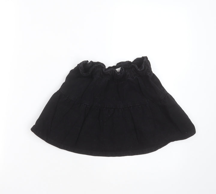 LEFTIES Girls Black Cotton Mini Skirt Size 9-10 Years Regular