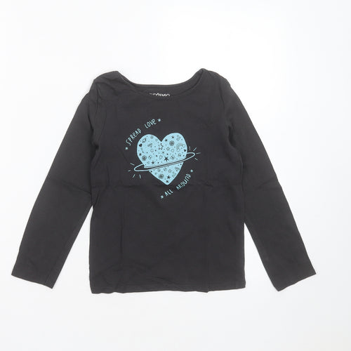 INEXTENSO Girls Grey  Cotton Basic T-Shirt Size 8 Years Round Neck  - heart
