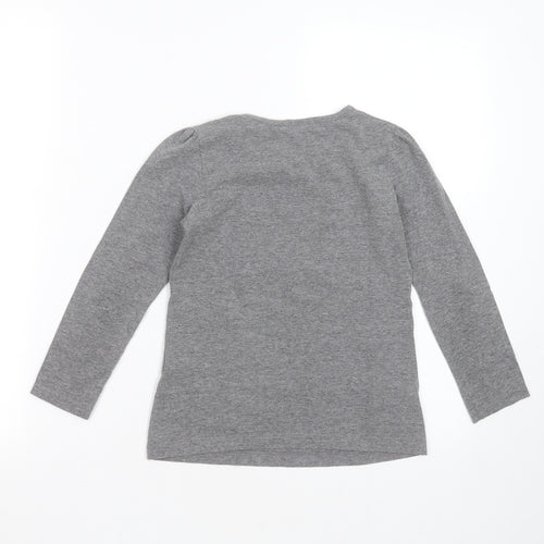 Zara Girls Grey  Cotton Blend Basic T-Shirt Size 5-6 Years Round Neck  - butterfly