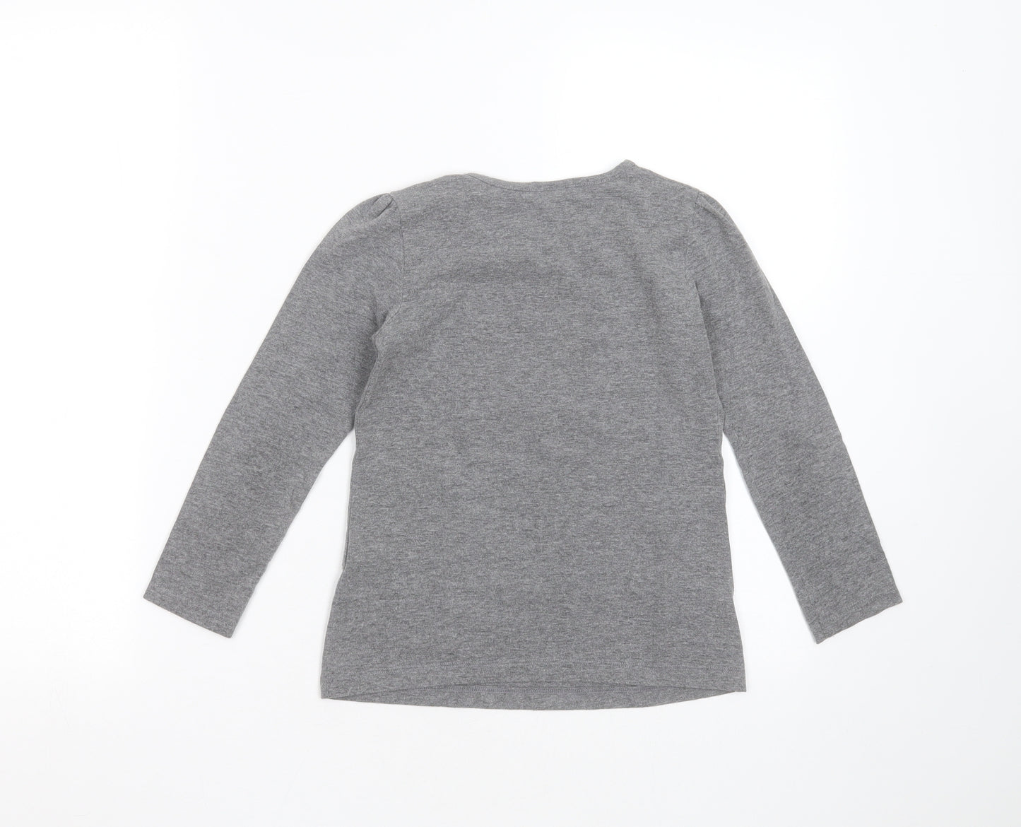 Zara Girls Grey  Cotton Blend Basic T-Shirt Size 5-6 Years Round Neck  - butterfly