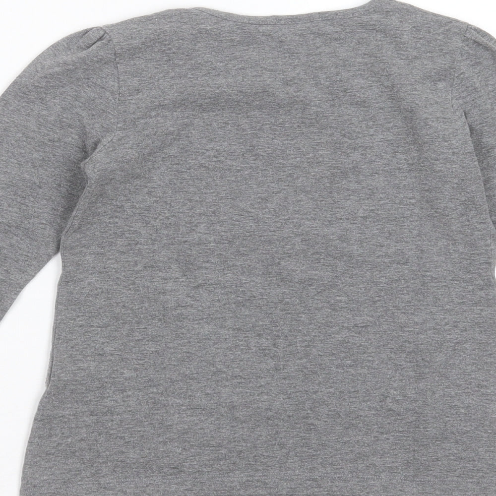 Zara Girls Grey  Cotton Blend Basic T-Shirt Size 5-6 Years Round Neck  - butterfly