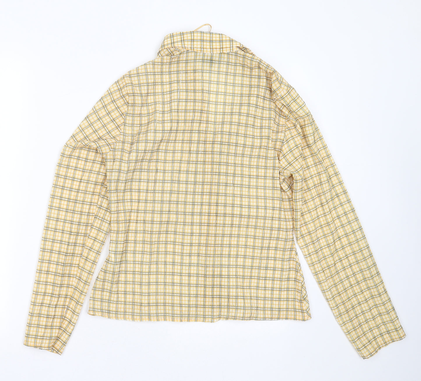 Primark Womens Yellow Check Polyester Basic Blouse Size 12 Collared