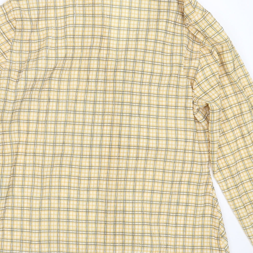 Primark Womens Yellow Check Polyester Basic Blouse Size 12 Collared