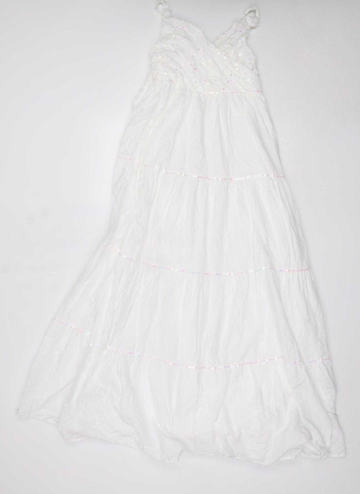 Blue Zoo Girls White  Cotton Maxi  Size 14 Years  V-Neck