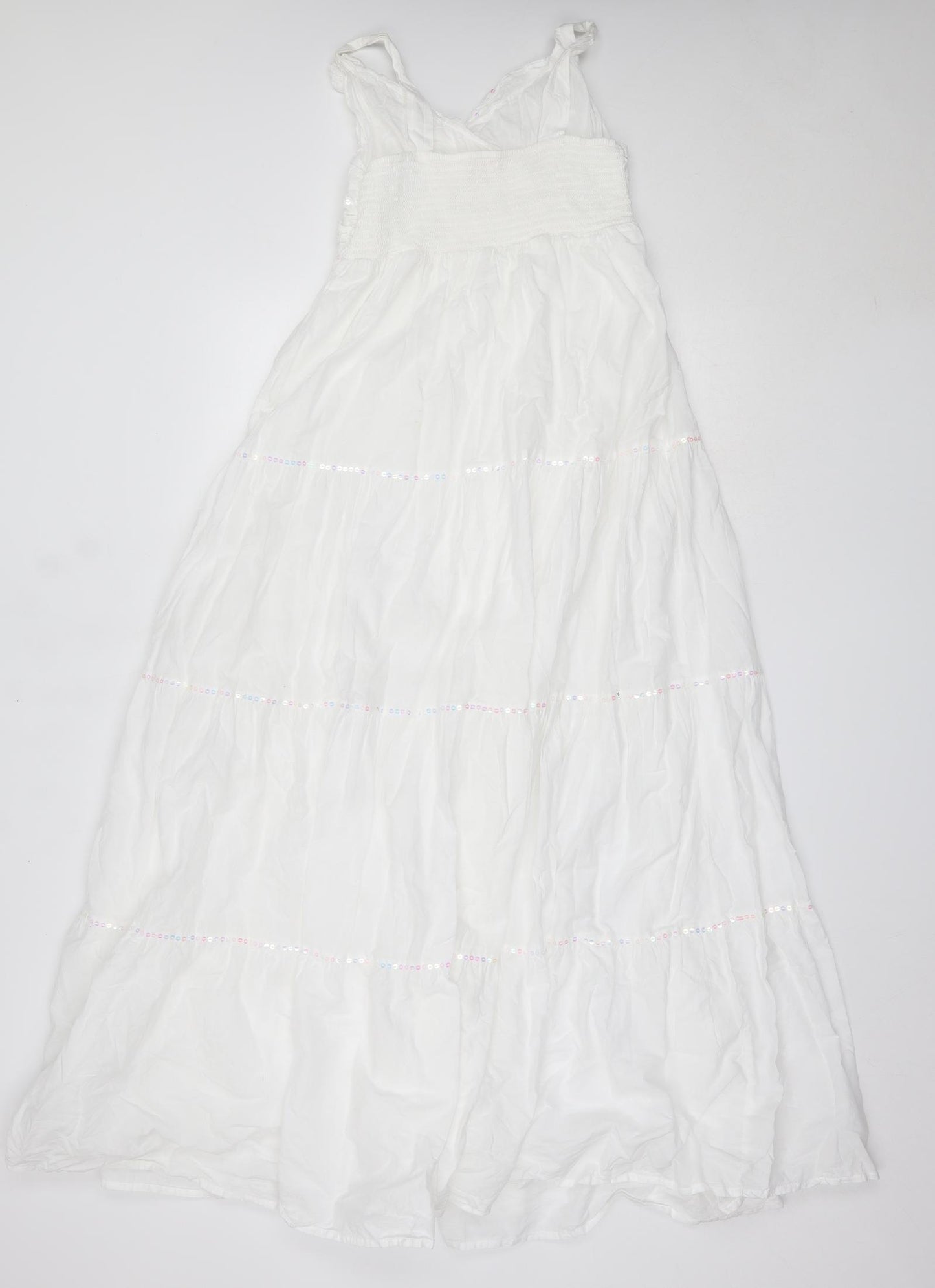 Blue Zoo Girls White  Cotton Maxi  Size 14 Years  V-Neck