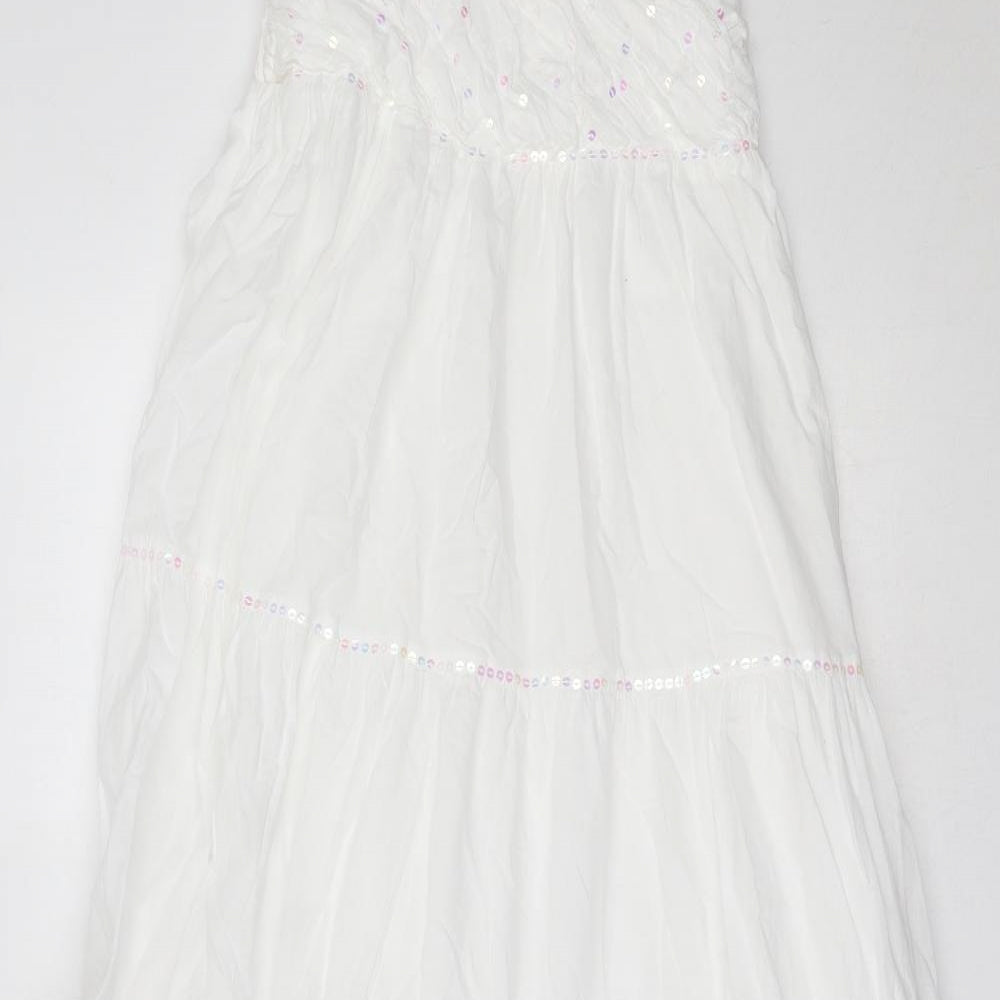 Blue Zoo Girls White  Cotton Maxi  Size 14 Years  V-Neck