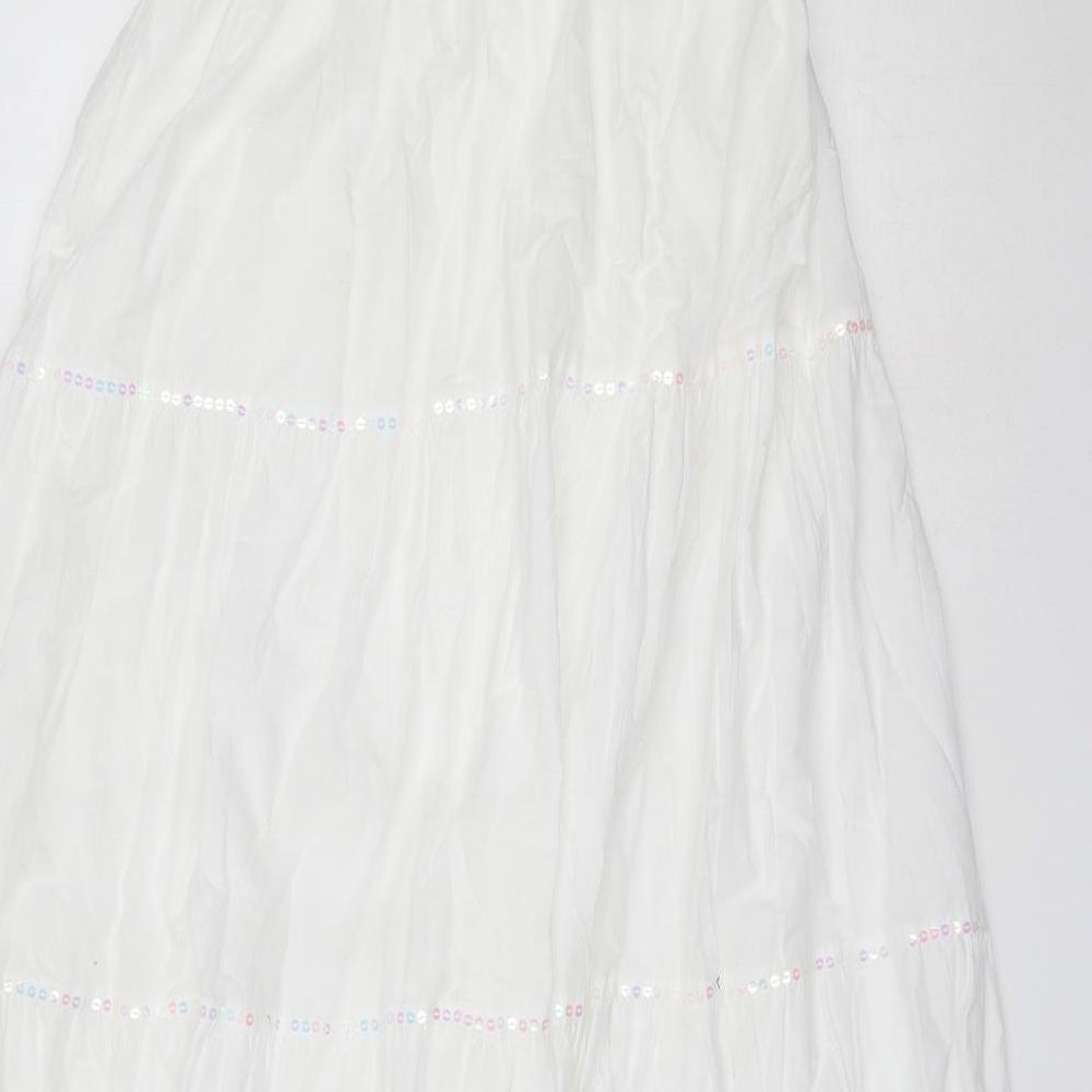 Blue Zoo Girls White  Cotton Maxi  Size 14 Years  V-Neck