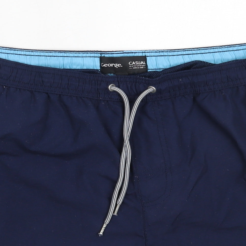 George Mens Blue  Polyester Bermuda Shorts Size XL  Regular  - swim shorts