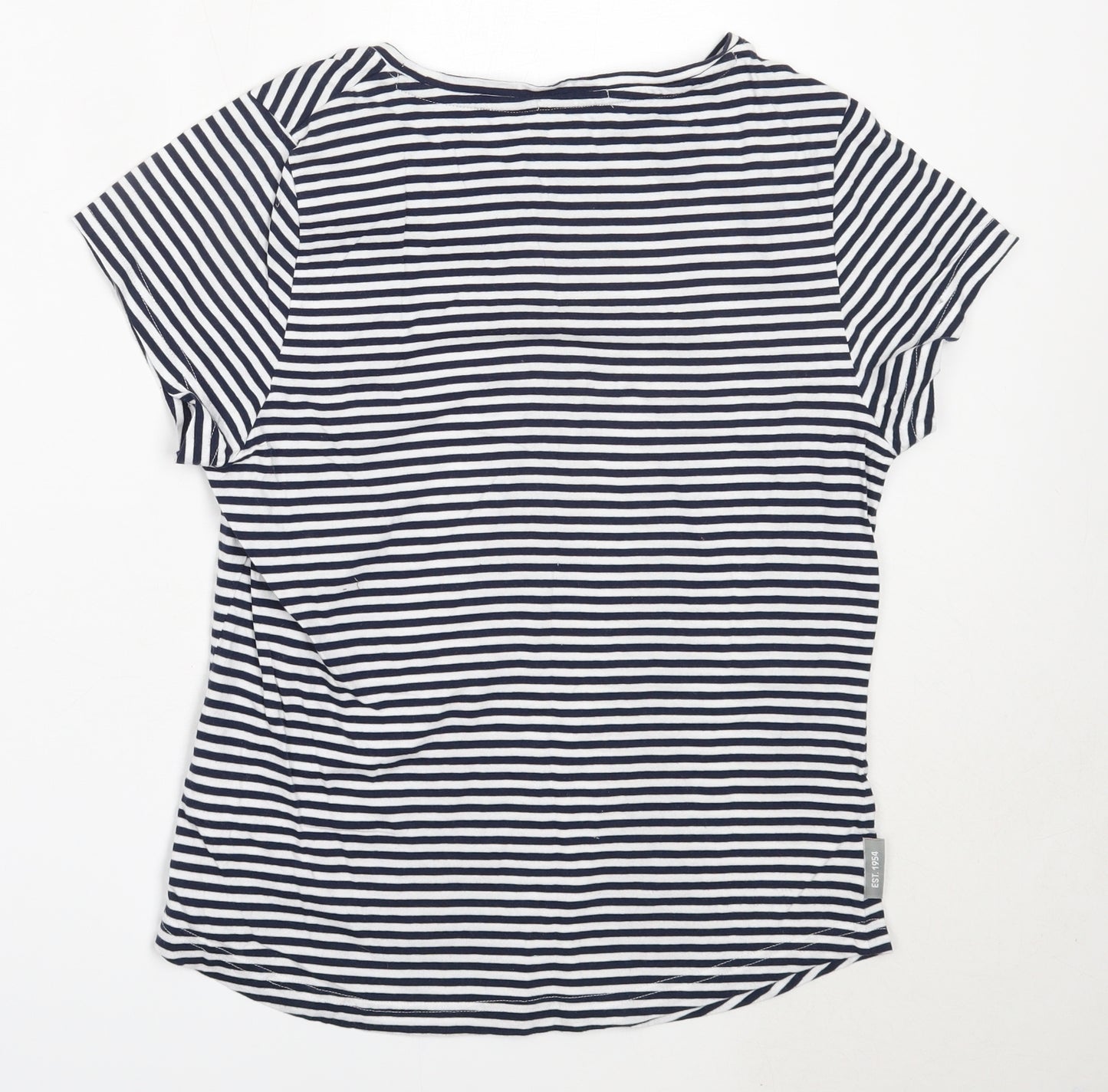 Peter Storm Womens Blue Striped Cotton Basic T-Shirt Size 14 Round Neck