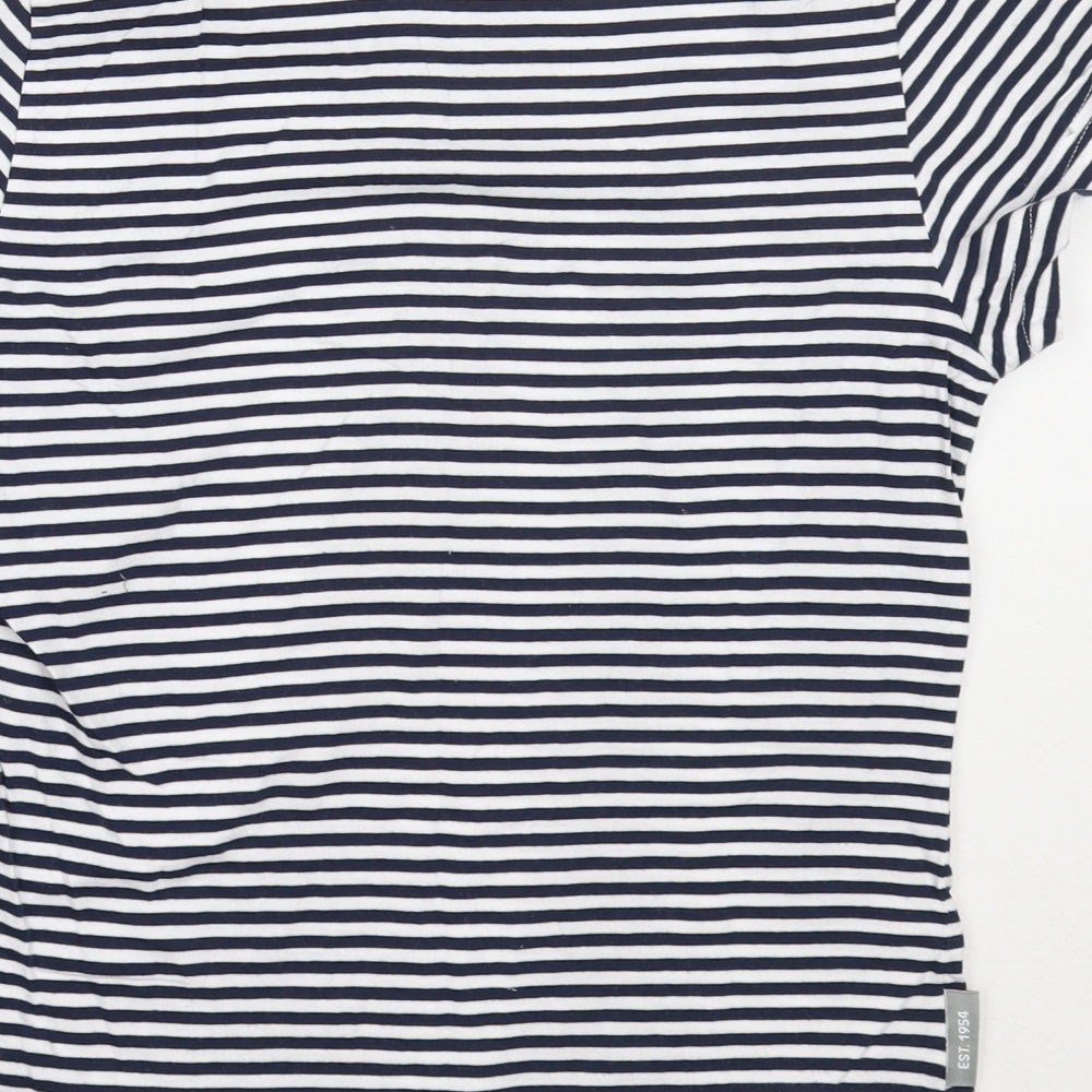 Peter Storm Womens Blue Striped Cotton Basic T-Shirt Size 14 Round Neck