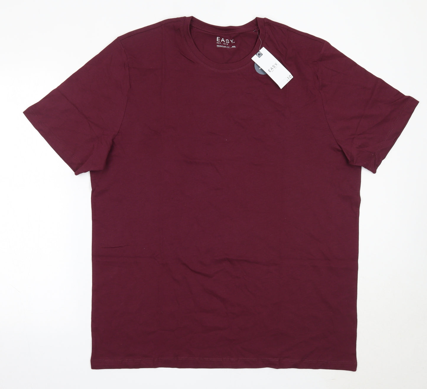 Easy Mens Purple  Cotton  T-Shirt Size 2XL Round Neck