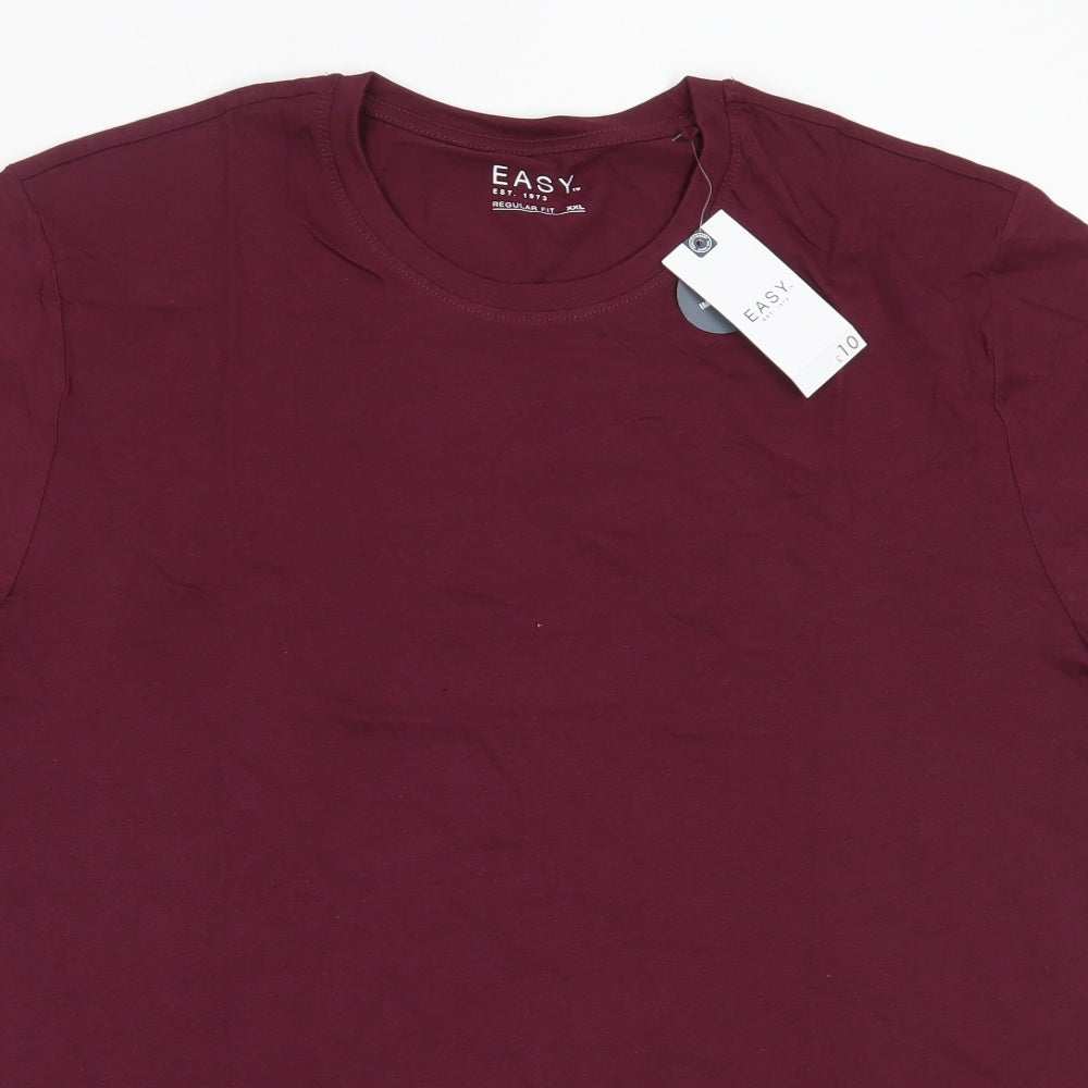 Easy Mens Purple  Cotton  T-Shirt Size 2XL Round Neck