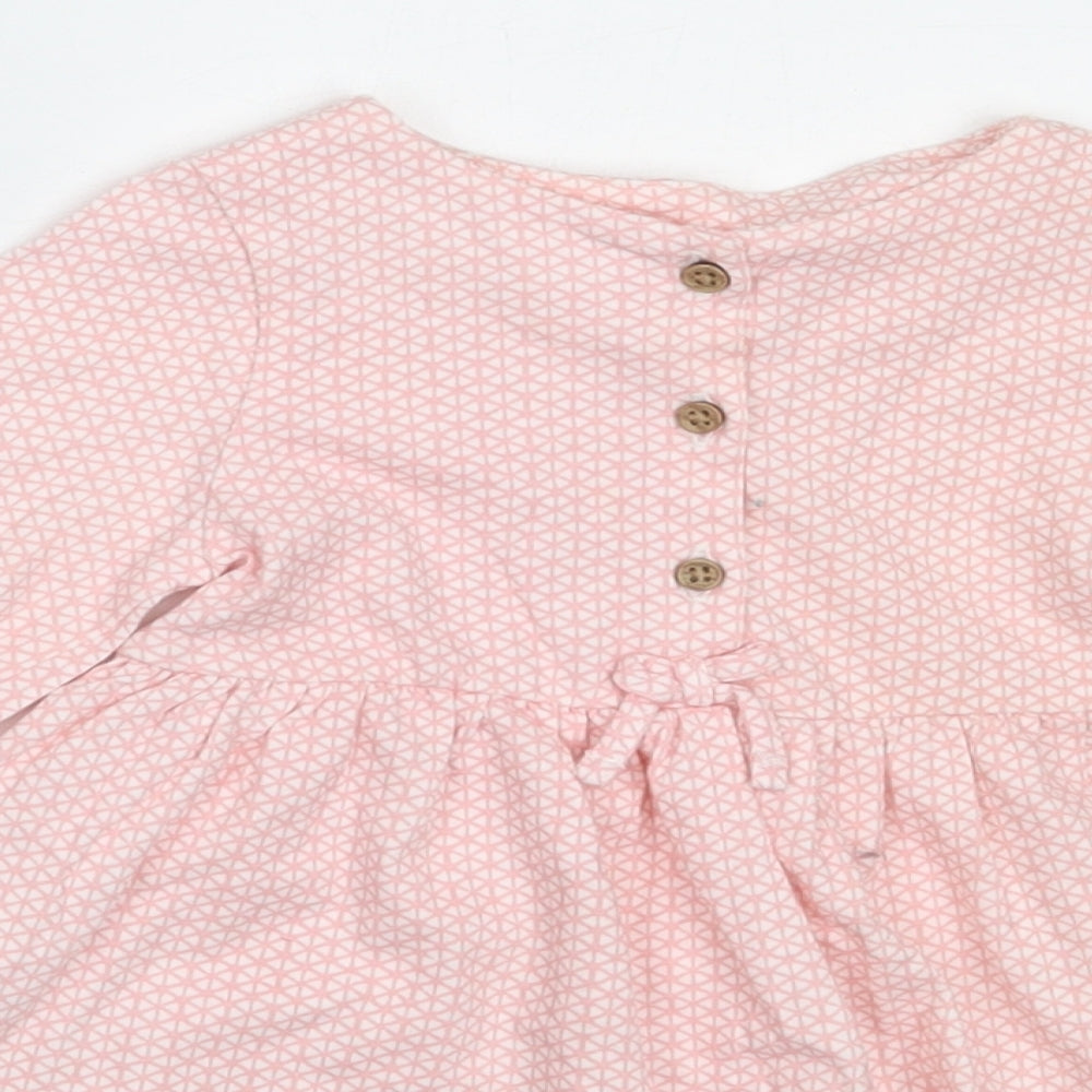 NEXT Girls Pink  Cotton Fit & Flare  Size 9-12 Months  Round Neck