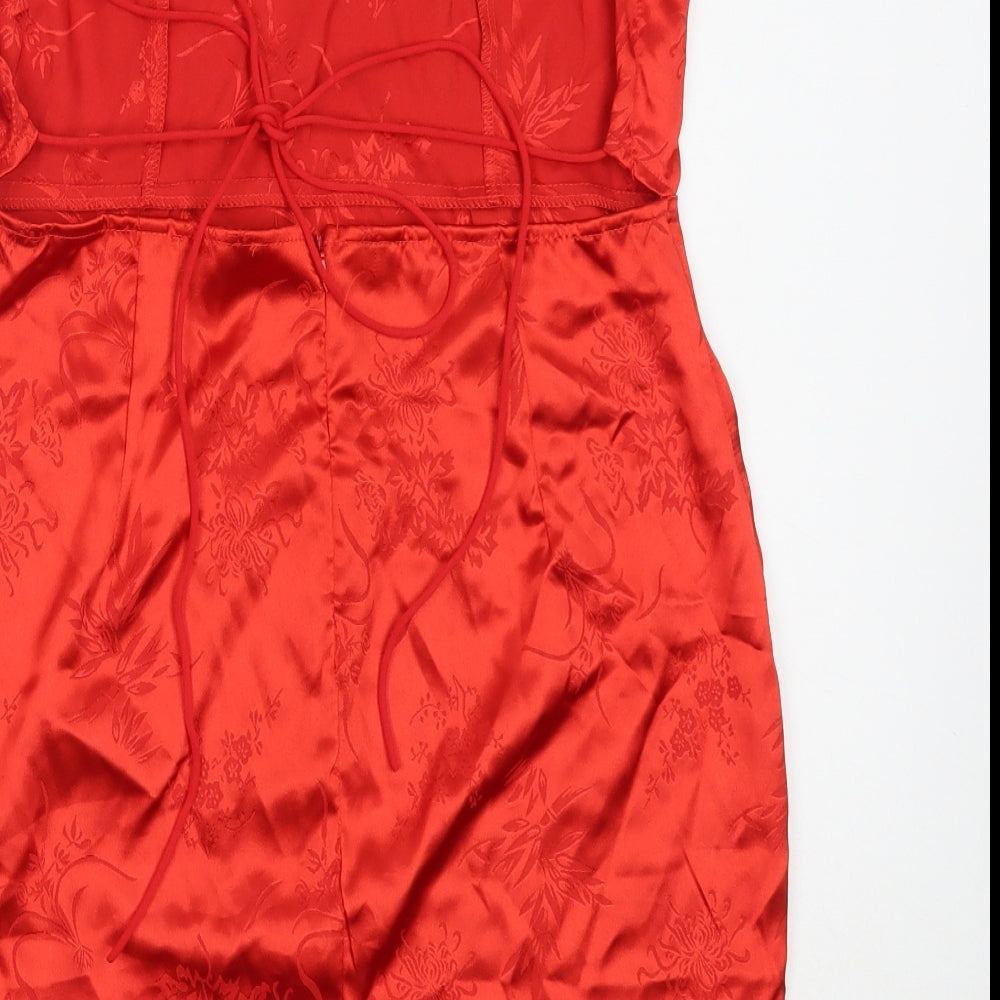 PRETTYLITTLETHING Womens Red  Polyester Mini  Size 12  Square Neck