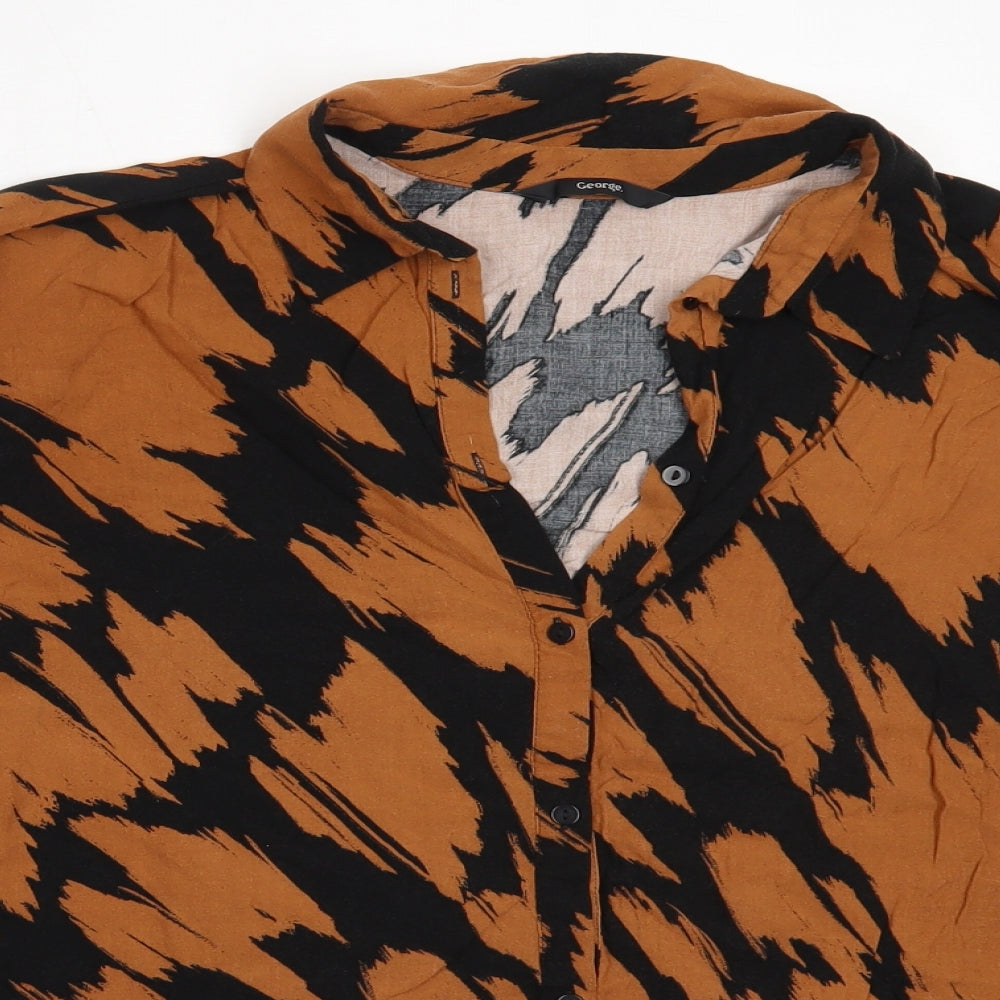 George Womens Brown  Viscose Basic Button-Up Size 16 Collared