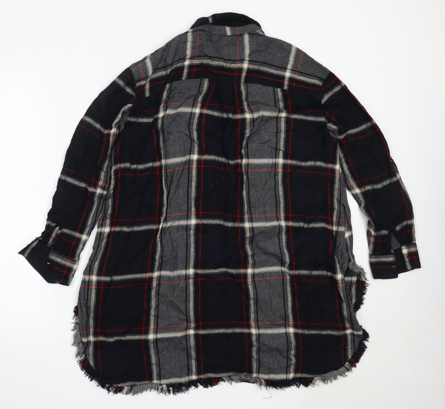 River Island Womens Black Check Viscose Basic Button-Up Size S Collared