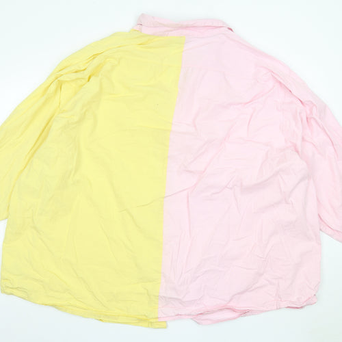 COLLUSION Womens Pink Colourblock Cotton Basic Button-Up Size 24 Collared