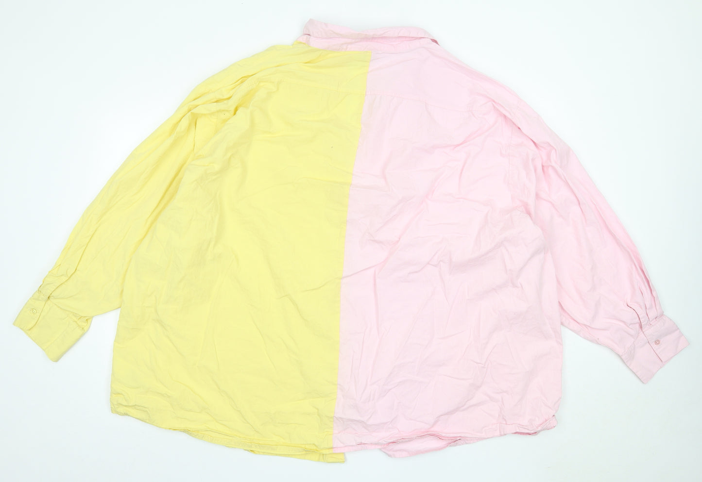 COLLUSION Womens Pink Colourblock Cotton Basic Button-Up Size 24 Collared