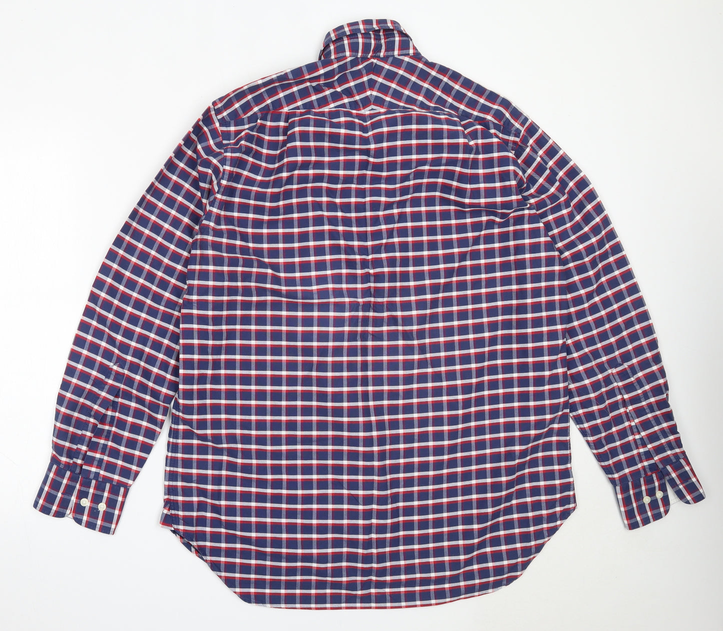 Charles Tyrwhitt Mens Blue Check Cotton  Button-Up Size L Collared