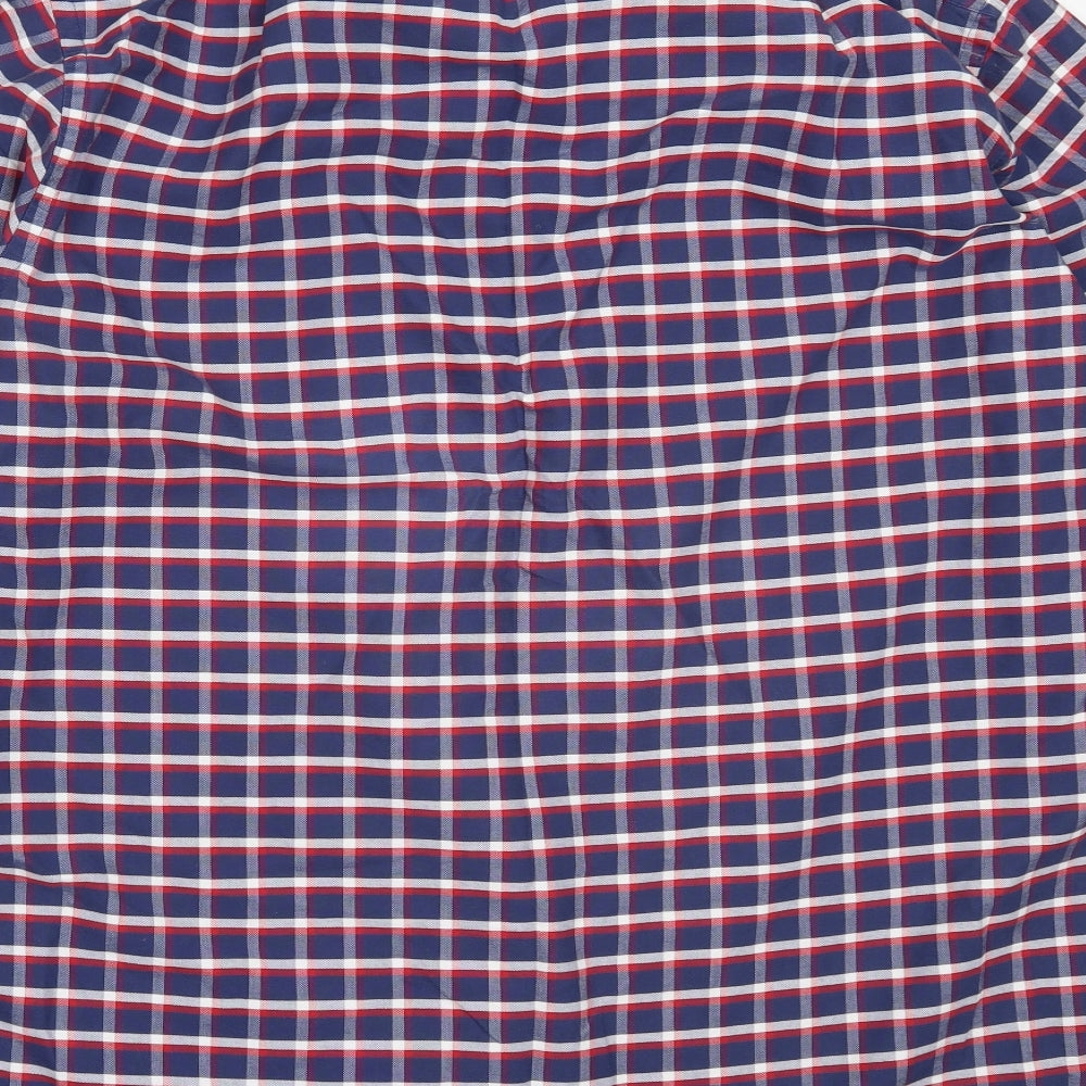 Charles Tyrwhitt Mens Blue Check Cotton  Button-Up Size L Collared