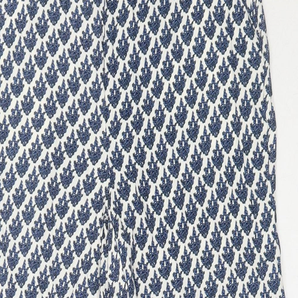 Mint Velvet Womens Blue Geometric Polyester Trousers  Size 8 L24.5 in Regular
