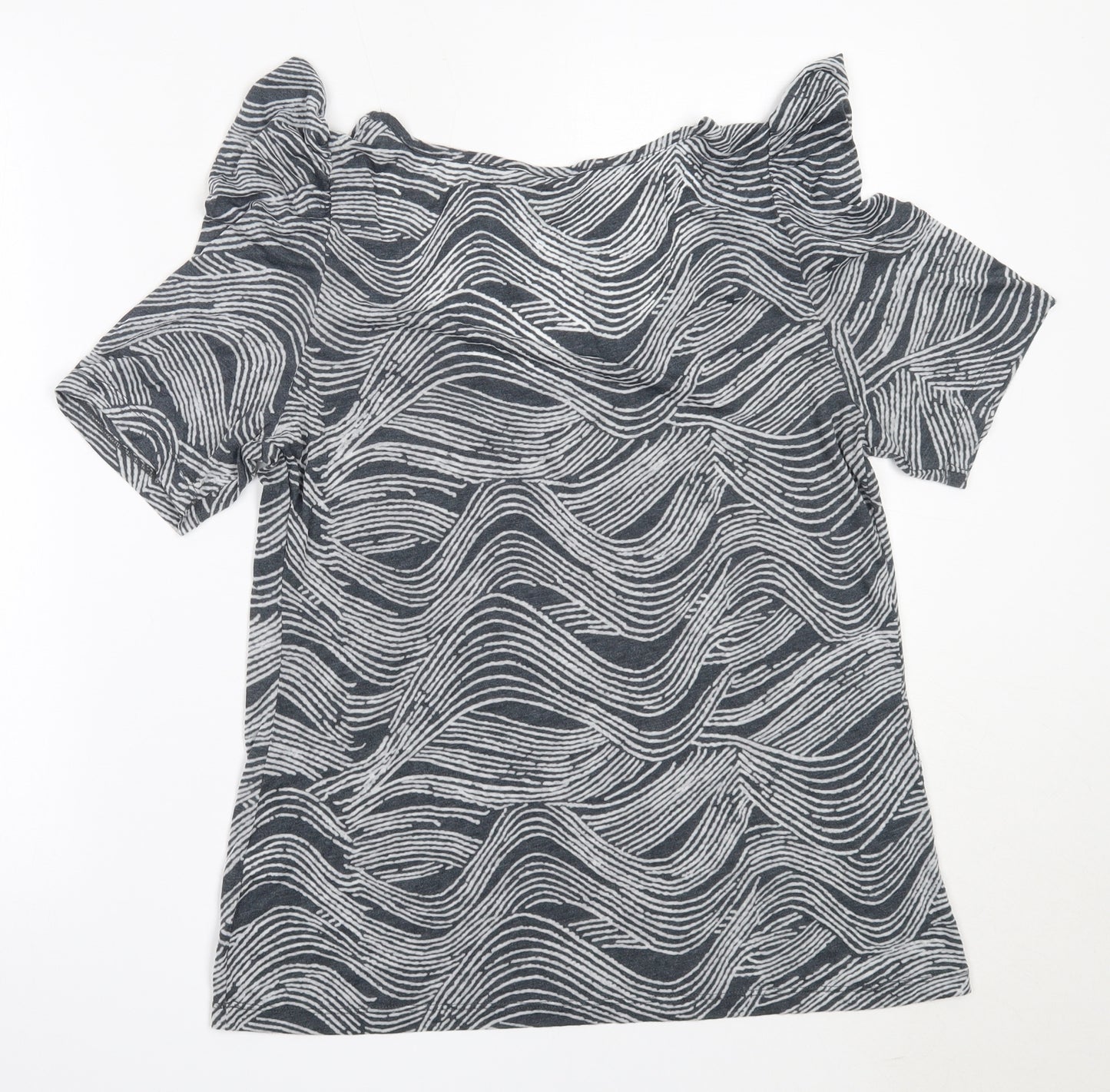 Monsoon Womens Grey  Polyester Basic T-Shirt Size 16 Round Neck