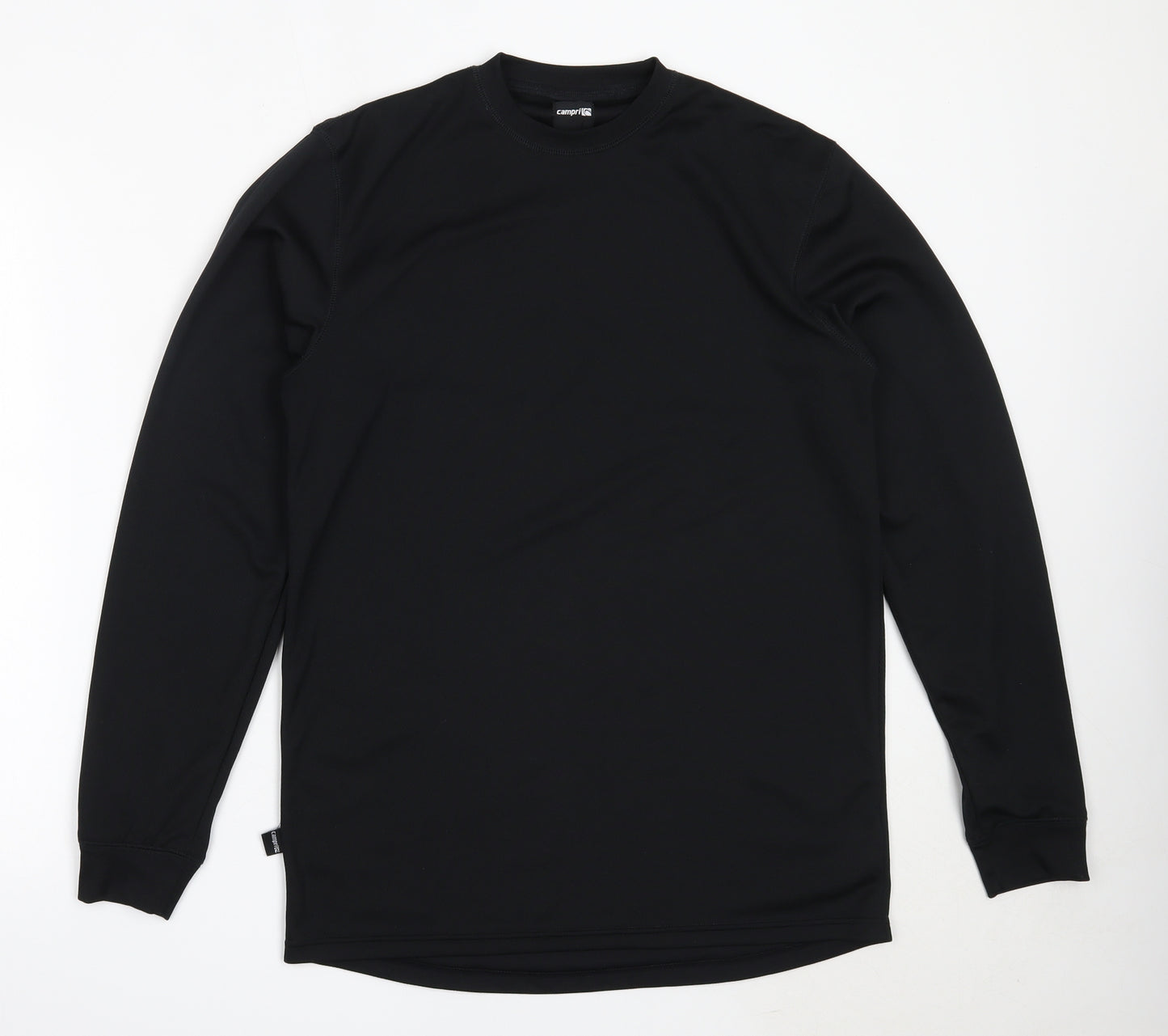 Campri Mens Black  Polyester Basic T-Shirt Size XL Round Neck
